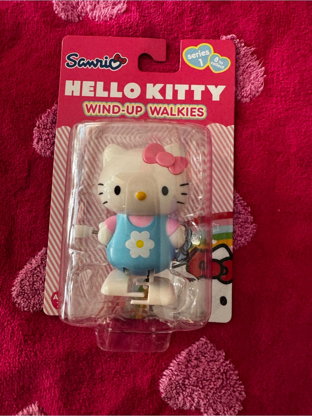 Sanrio Hello Kitty Blue Dress Wind-Up Walkie with Pink Bow